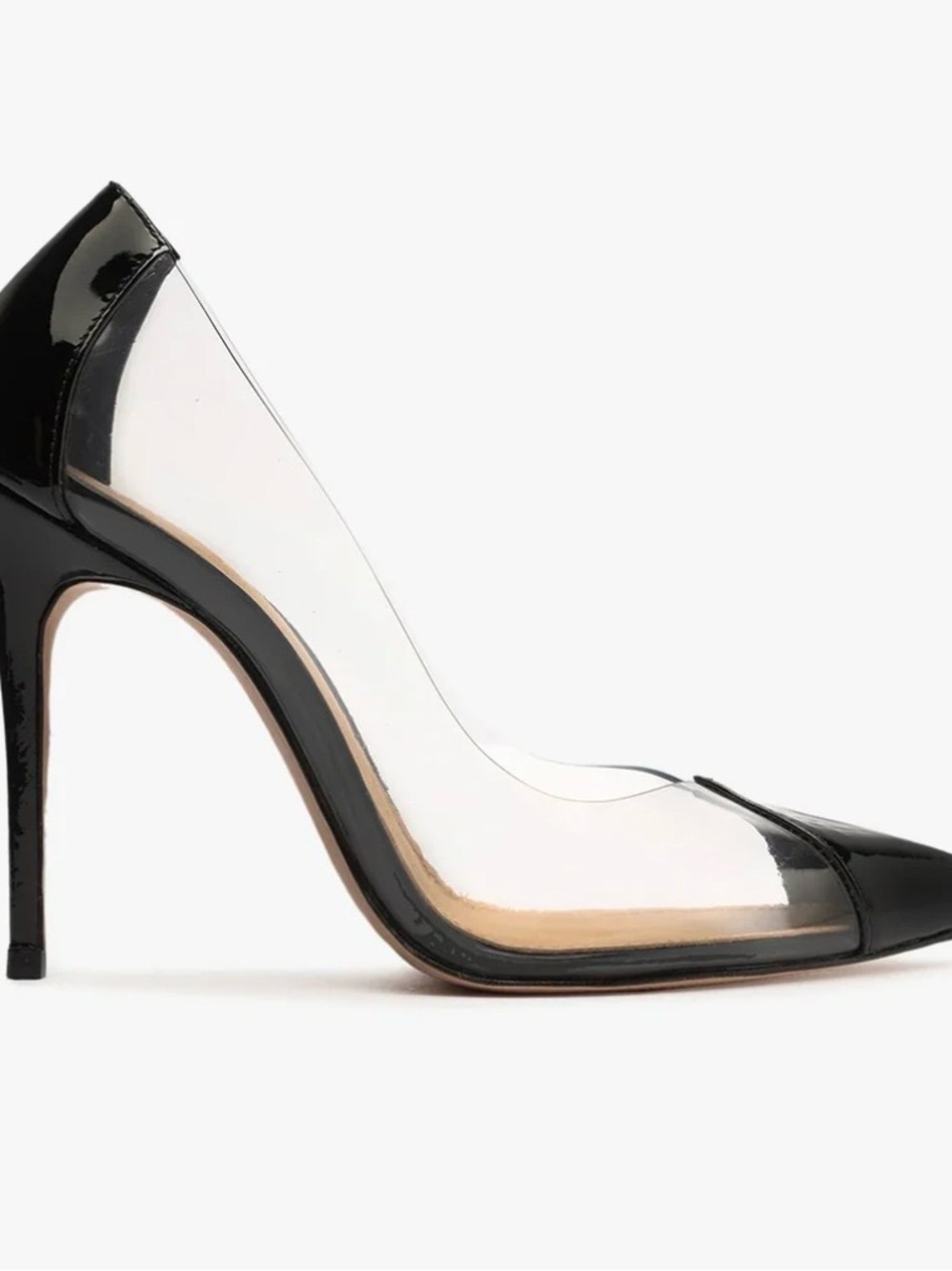SCHUTZ Black Patent Cendi Pumps Pointed Toe Clear Panel Heels - sz 8 - Picture 4 of 13
